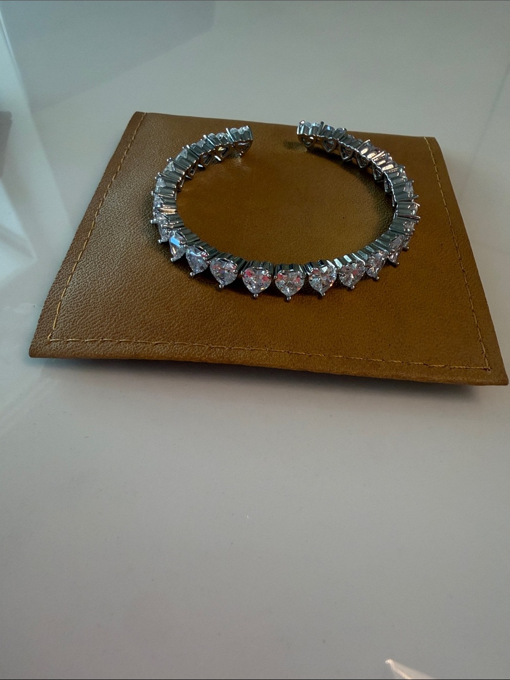 Silver Cubic Zirconia Heart Tennis Bracelet - Elegant Women's Jewelry